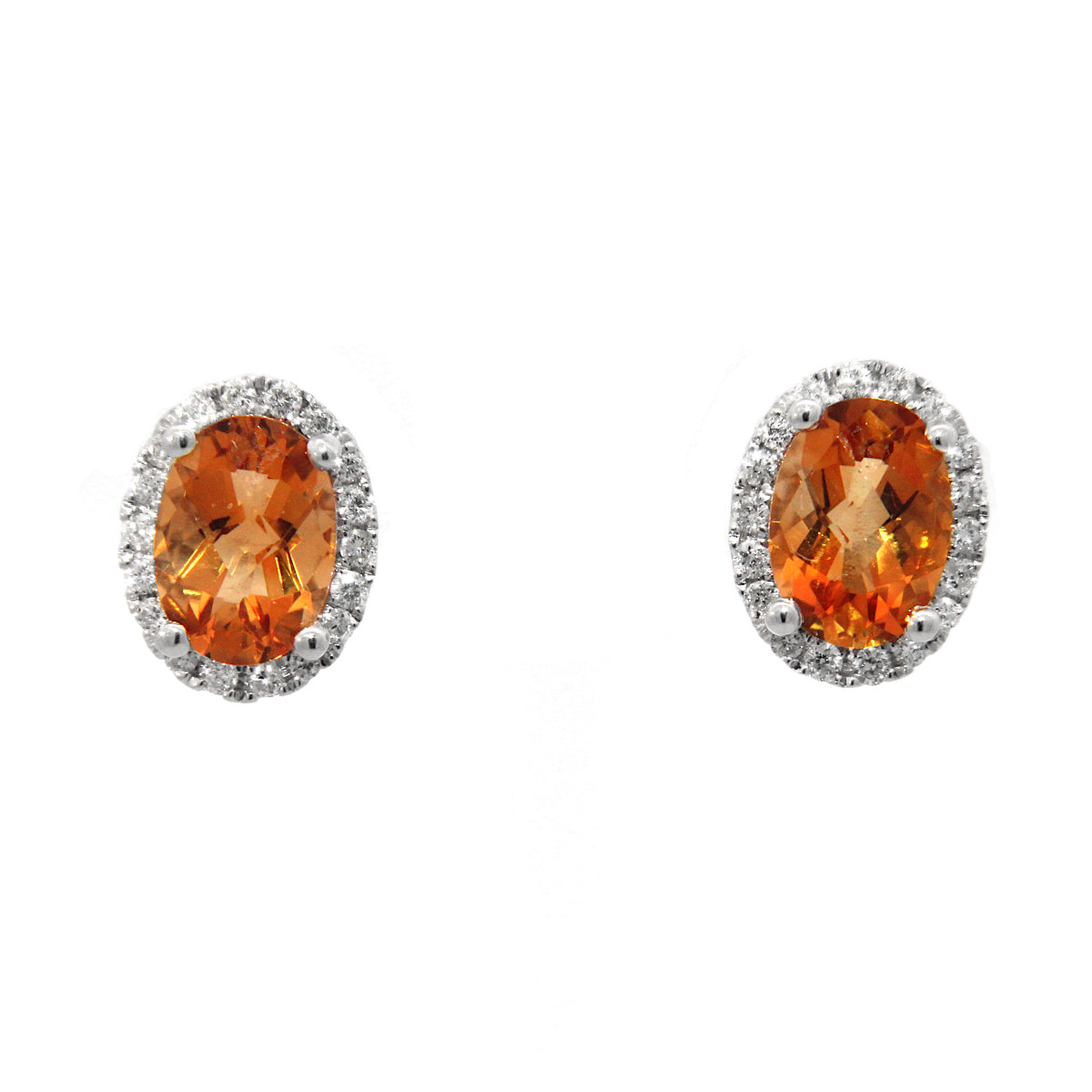 Oval Citrines Halo Earrings