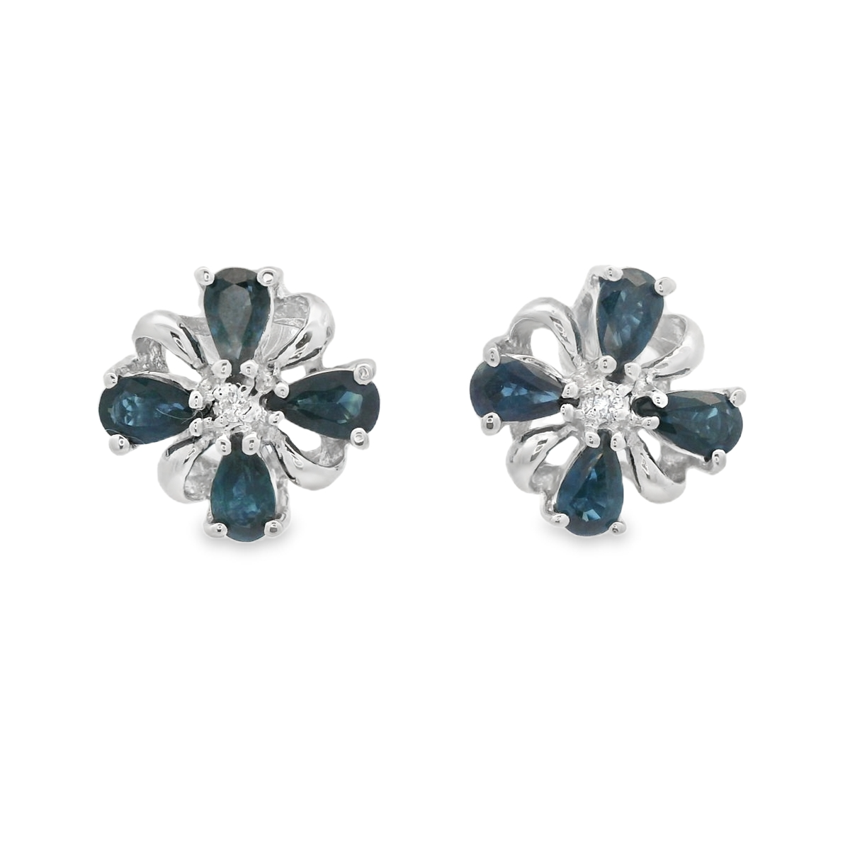 Pear Sapphires Cluster Earrings