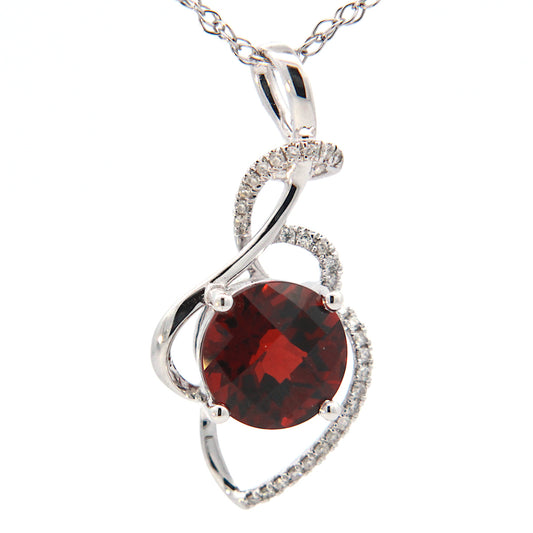 Round Garnet Drop Pendant