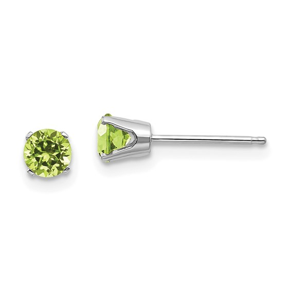 Peridot Classic Stud Earrings in 14 Karat White Gold