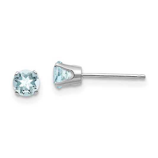 Aquamarine Classic Stud Earrings in 14 Karat White Gold