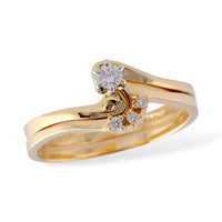 1/10cttw Love Swirl Wedding Set in 14 Karat Yellow Gold