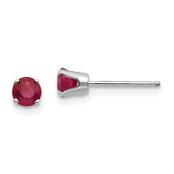 Rubies Classic Stud Earrings in 14 Karat White Gold