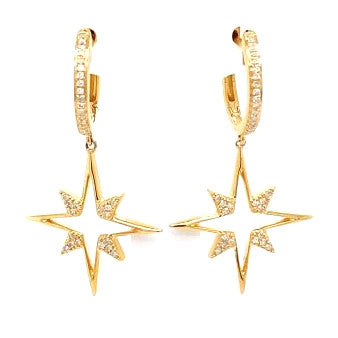 1/8 Cttw. Diamonds Dangle Hoop Celestial Earrings
