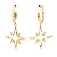 1/8 Cttw. Diamonds Dangle Hoop Celestial Earrings