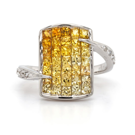 Sapphires Statement Bypass Ring in 14 Karat White Gold