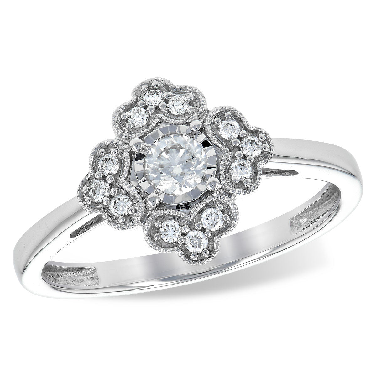 1/4cttw Vintage Inspired Vintage Inspired Fashion Ring in 14 Karat White Gold