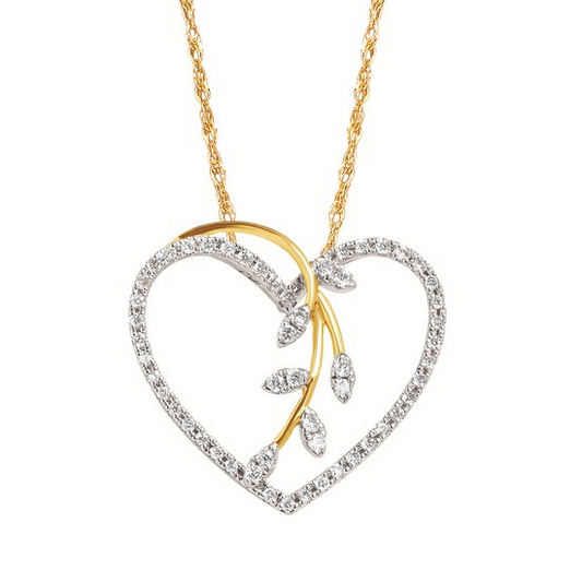 1/4 Cttw. Floral Heart Pendant
