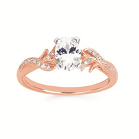 1.0cttw Nature Inspired Floral Wedding Set in 14 Karat Rosé Gold