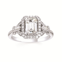 1-3/8cttw Vintage Inspired Halo Wedding Set in 14 Karat White Gold