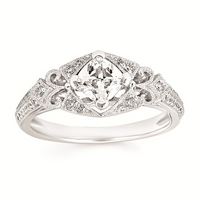 1-1/10cttw Vintage Inspired Swirl Wedding Set in 14 Karat White Gold