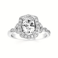1-3/8cttw Vintage Inspired Halo Wedding Set in 14 Karat White Gold