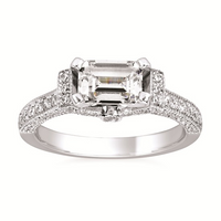 1-5/8cttw Vintage Inspired Cathedral Wedding Set in 14 Karat White Gold