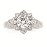 1-3/4 cttw Vintage Inspired Floral Halo Wedding Set in 14 Karat White Gold