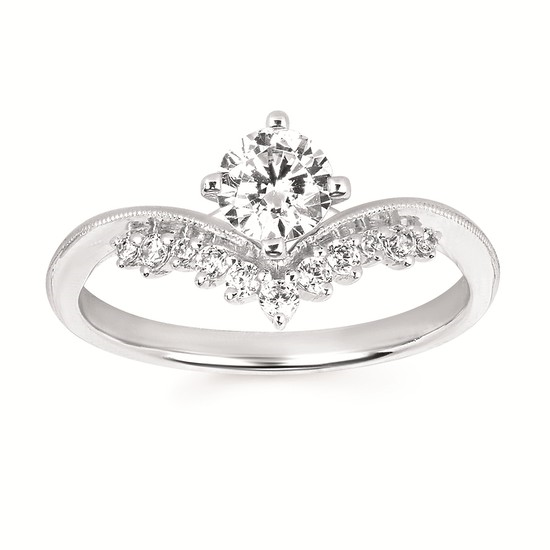 5/8cttw Modern Chevron Wedding Set in 14 Karat White Gold