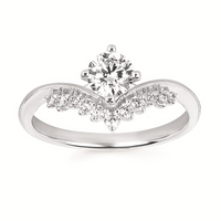 5/8cttw Modern Chevron Wedding Set in 14 Karat White Gold