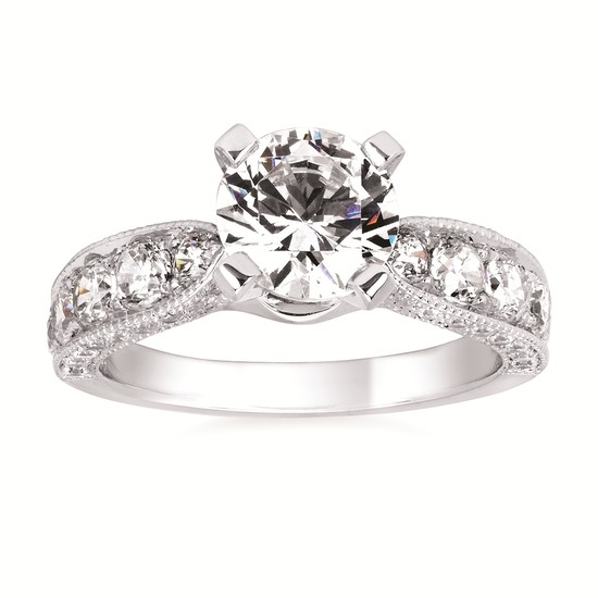 2-3/4 cttw Vintage Inspired Accented Wedding Set in 14 Karat White Gold