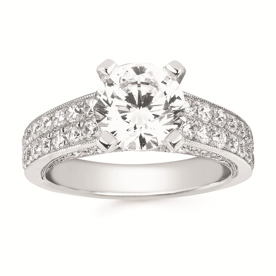 3-1/2cttw Modern Accented Wedding Set in 14 Karat White Gold