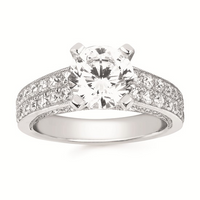 3-1/2cttw Modern Accented Wedding Set in 14 Karat White Gold