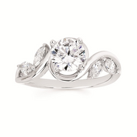 1-5/8cttw Nature Inspired Bypass Wedding Set in 14 Karat White Gold