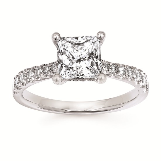 2-1/10cttw Modern Accented Wedding Set in 14 Karat White Gold