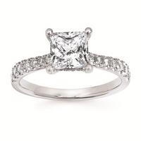 2-1/10cttw Modern Accented Wedding Set in 14 Karat White Gold