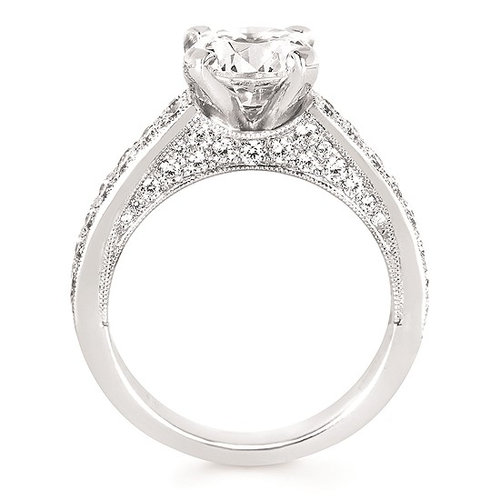 3-1/2cttw Modern Accented Wedding Set in 14 Karat White Gold