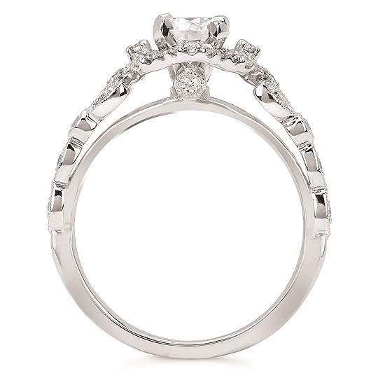 1-1/5cttw Nature Inspired Floral Wedding Set in 14 Karat White Gold