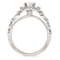 1-1/5cttw Nature Inspired Floral Wedding Set in 14 Karat White Gold