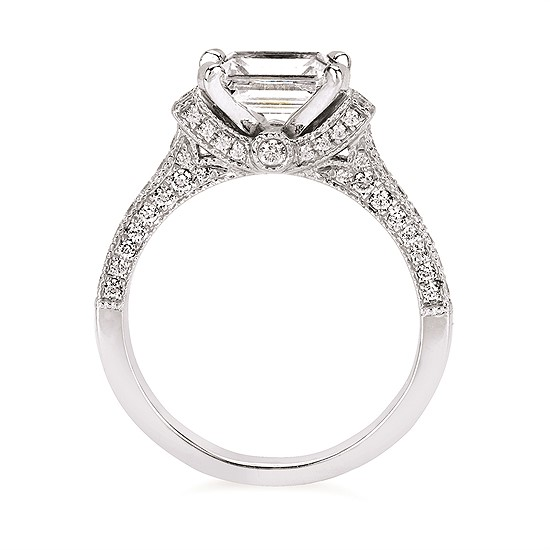 1-5/8cttw Vintage Inspired Cathedral Wedding Set in 14 Karat White Gold