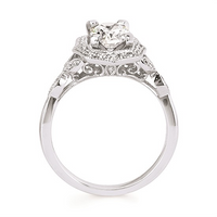 1-3/8cttw Vintage Inspired Halo Wedding Set in 14 Karat White Gold