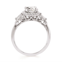 1-3/8cttw Vintage Inspired Halo Wedding Set in 14 Karat White Gold