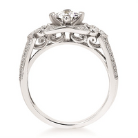 1-1/10cttw Vintage Inspired Swirl Wedding Set in 14 Karat White Gold