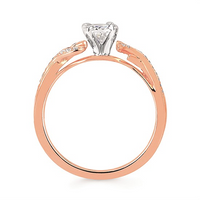 1.0cttw Nature Inspired Floral Wedding Set in 14 Karat Rosé Gold
