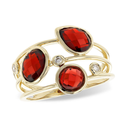Garnets Statement Fashion Ring in 14 Karat Yellow Gold