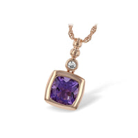 Amethyst Modern Pendant in 14 Karat Rosé Gold