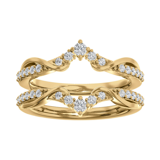 3/8cttw Vintage Inspired Guard Wedding Band in 14 Karat Yellow Gold