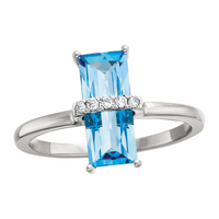 Topaz Modern Accented Ring in 10 Karat White Gold
