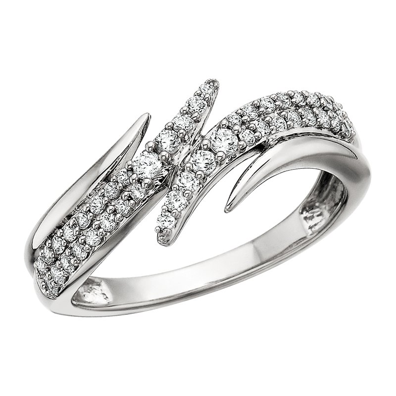 1/3cttw Nature Inspired Bypass Fashion Ring in 10 Karat White Gold