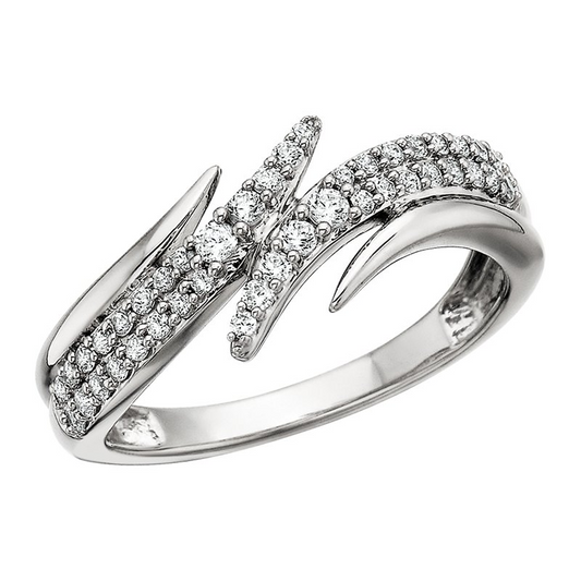 1/3cttw Nature Inspired Bypass Fashion Ring in 10 Karat White Gold