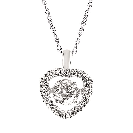 3/4cttw Love Dangle LAB Diamond Pendant/Necklace in 14 Karat White Gold