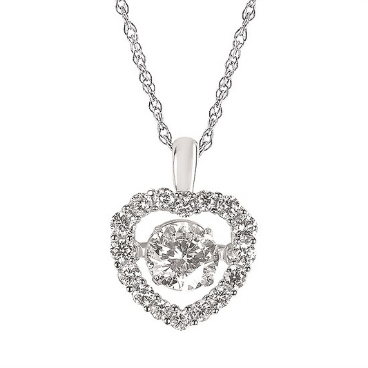 3/4cttw Love Dangle LAB Diamond Pendant/Necklace in 14 Karat White Gold