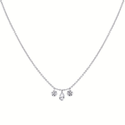 3/4cttw Minimalist Attached LAB Diamond Pendant/Necklace in 14 Karat White Gold