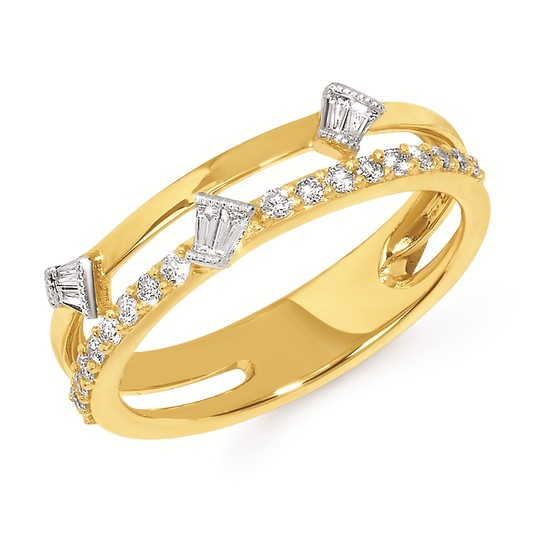 1/4cttw Modern Bar Fashion Ring in 14 Karat Yellow Gold