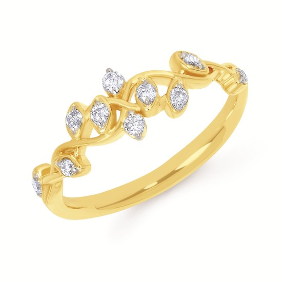 1/5cttw Nature Inspired Floral Fashion Ring in 14 Karat Yellow Gold