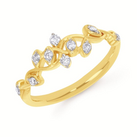 1/5cttw Nature Inspired Floral Fashion Ring in 14 Karat Yellow Gold