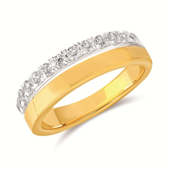 3/8cttw Classic Band Fashion Ring in 14 Karat Yellow and White Gold