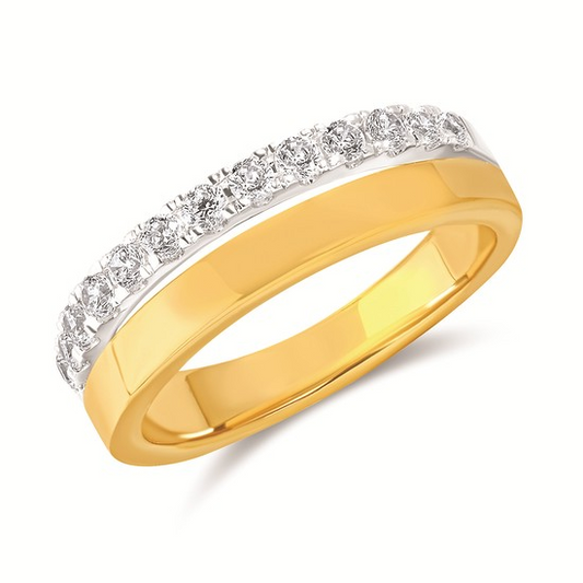 3/8cttw Classic Band Fashion Ring in 14 Karat Yellow and White Gold