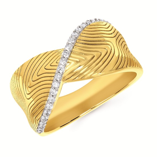 1/6cttw Statement Freeform Fashion Ring in 14 Karat Yellow Gold