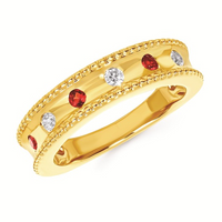 Garnets Modern Station Ring in 14 Karat Yellow Gold